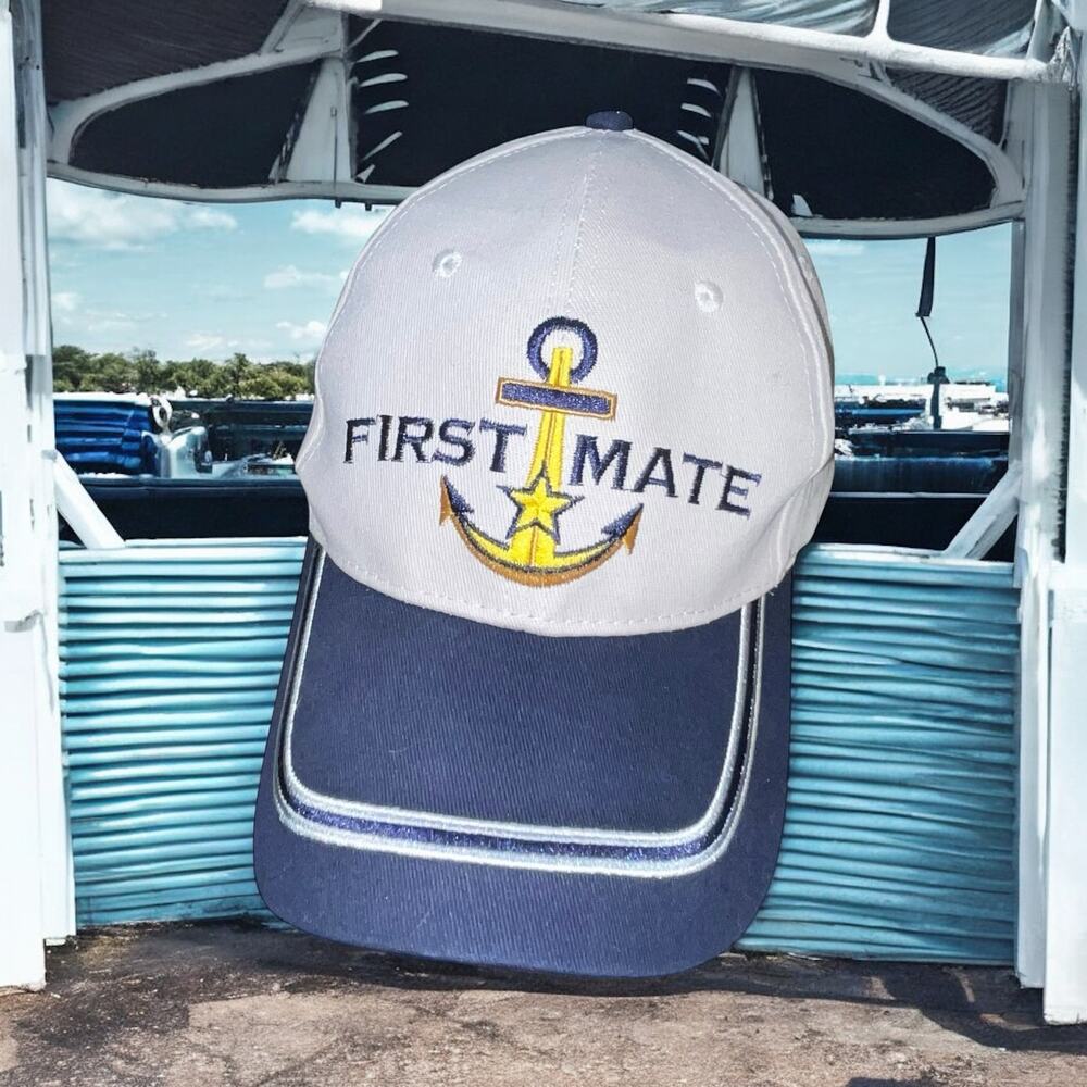 Popcrew First Mate Baseball Cap Navy Blue Cotton Nautical Anchor Boating Hat